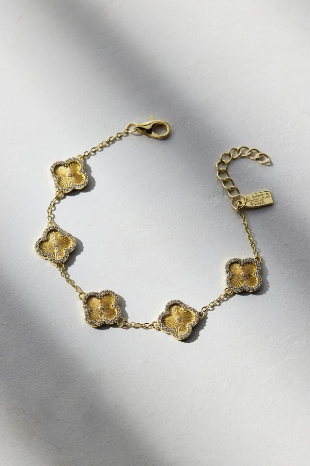 Electric Picks Clover Icon Rhinestone Chain Bracelet #1