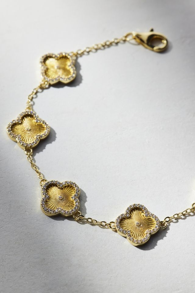 Electric Picks Clover Icon Rhinestone Chain Bracelet #2