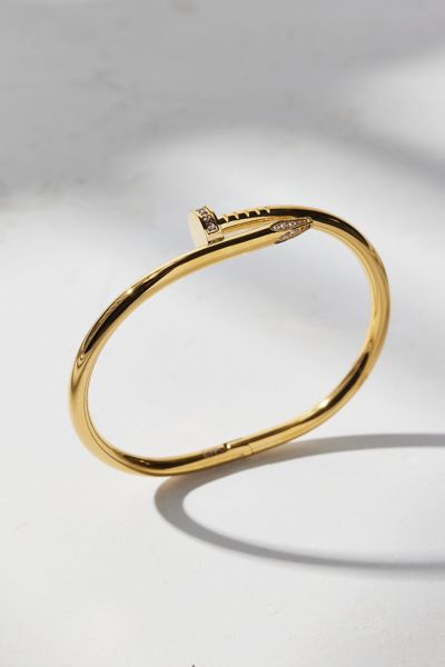Electric Picks Nailed It Hinged Bracelet In Gold, Women's At Urban Outfitters In Gold