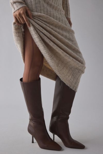 Urban Outfitters Beverly Floral Stripe Semi-sheer Tights In Chocolate, Women's At  In Brown