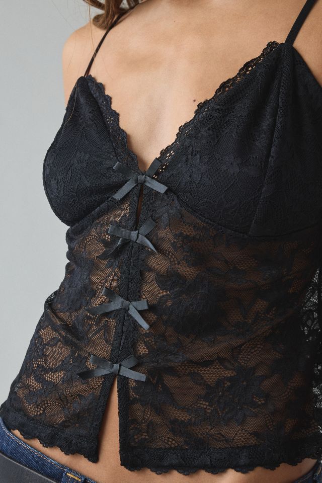 Kimchi Blue Mae Sheer Lace Split-Front Bow Detail Cami #1