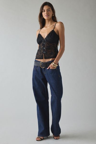 Kimchi Blue Mae Sheer Lace Split-Front Bow Detail Cami
