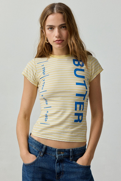 Bdg Butter Graphic Short Sleeve Spill The Tee In Yellow, Women's At Urban Outfitters