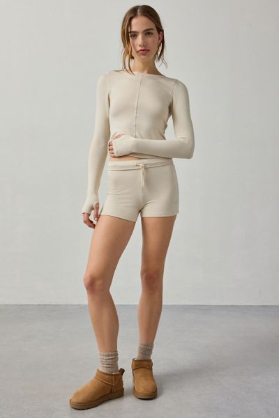 Out From Under Soft Serve Terry Mid-rise Micro Short In Cream, Women's At Urban Outfitters In White