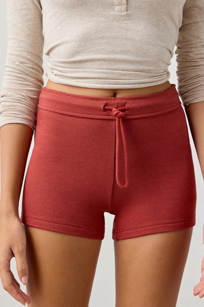 Out From Under Soft Serve Terry Micro Short In Rust, Women's At Urban Outfitters In Brown