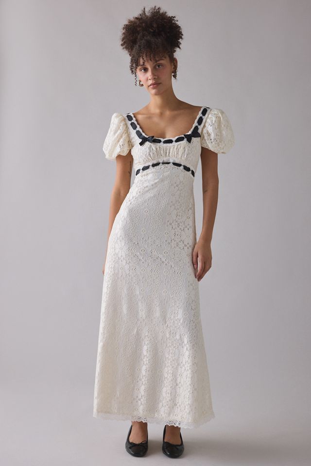 For Love & Lemons Creampuff Ribbon Trim Lace Maxi Dress | Urban