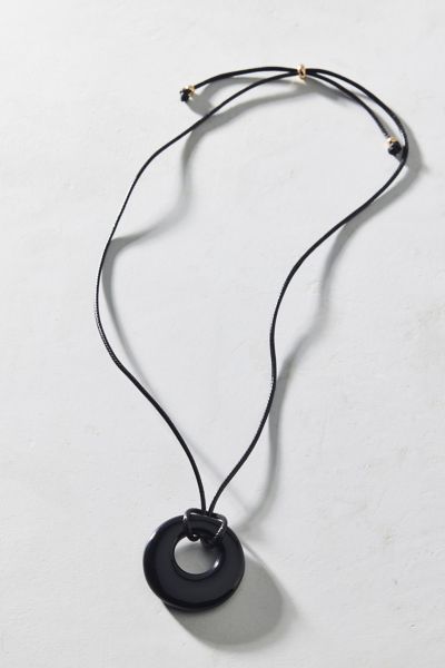 Urban Outfitters Court Resin Pendant Corded Necklace In Black, Women's At  In Black