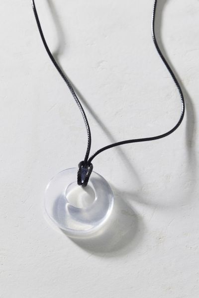 Urban Outfitters Court Resin Pendant Corded Necklace In Clear, Women's At  In Metallic