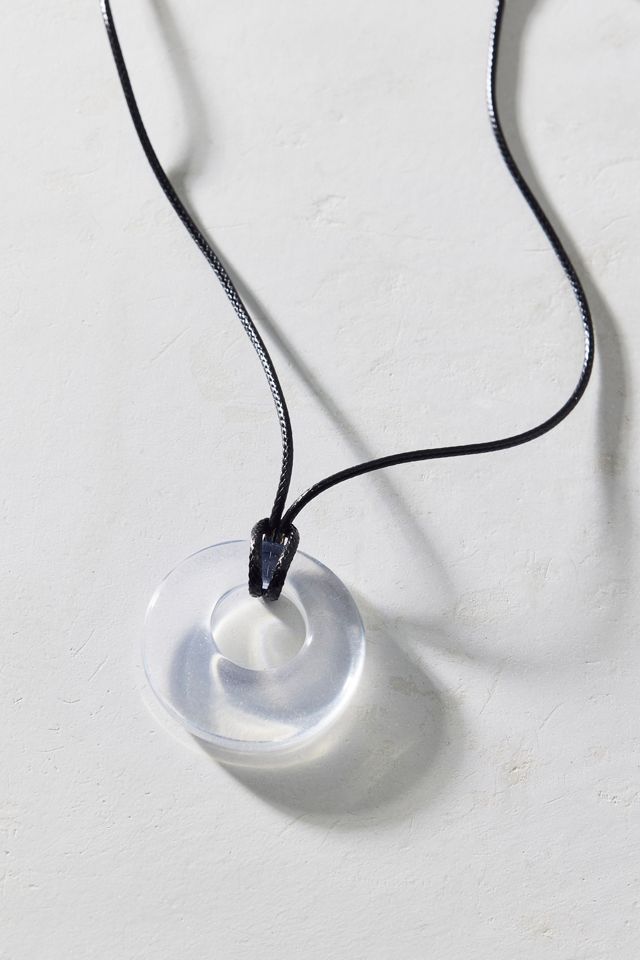 Court Chunky Resin Pendant Corded Necklace #1