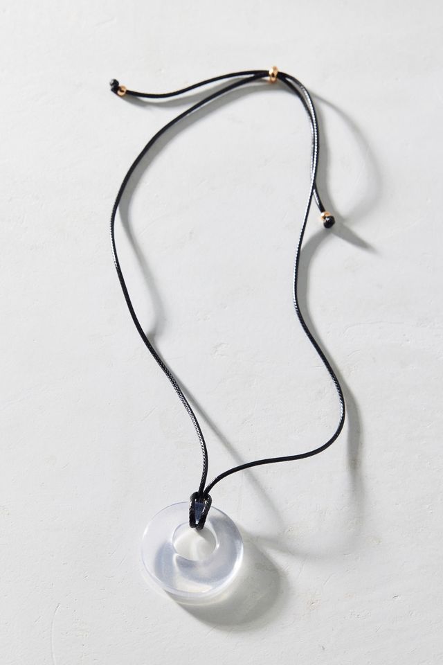 Court Chunky Resin Pendant Corded Necklace #2