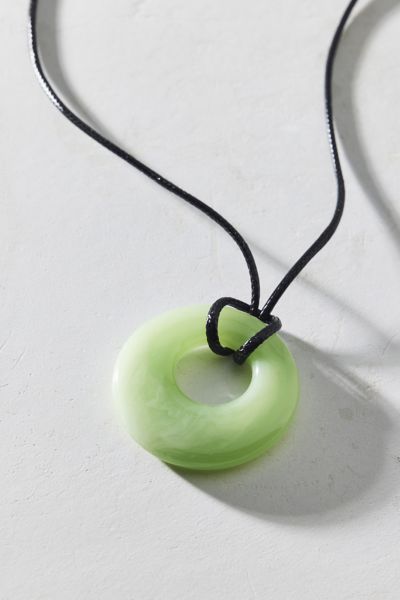 Urban Outfitters Court Resin Pendant Corded Necklace In Light Green, Women's At  In Green