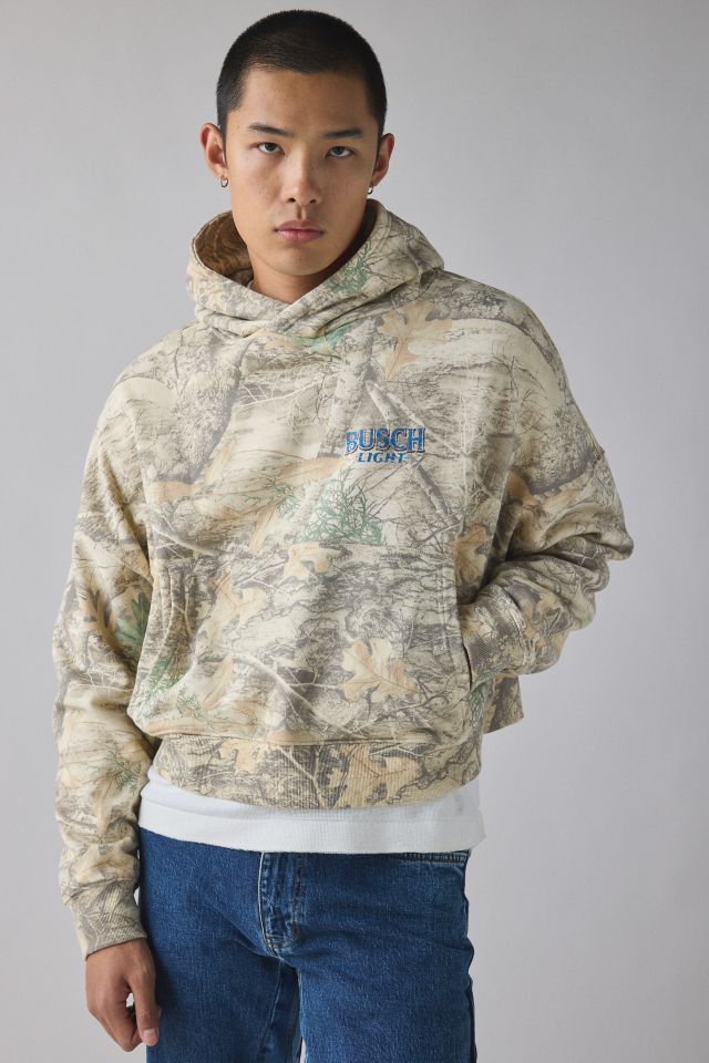 Busch Light Deer Graphic Camo Boxy Cropped Hoodie Sweatshirt #1