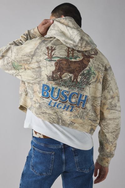 Busch Light Deer Graphic Camo Boxy Cropped Hoodie Sweatshirt
