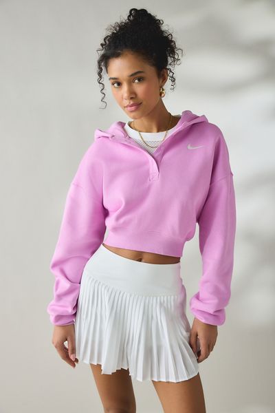 Nike Phoenix Fleece Cropped Oversized Henley Hoodie Sweatshirt
