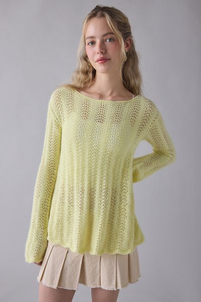 Kimchi Blue Lily Trapeze Bell Sleeve Pointelle Knit Sweater