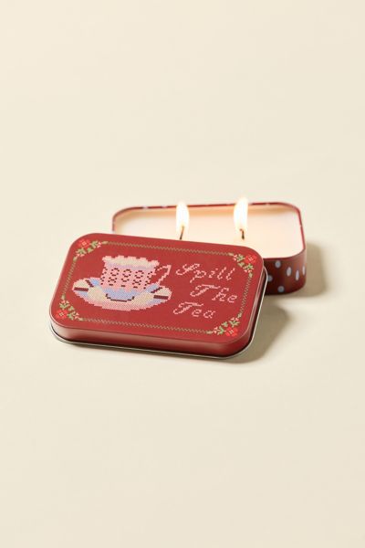 Urban Outfitters Scentiments Uo Exclusive 2.5 oz Tin Scented Candle In Spill The Tea At  In Red