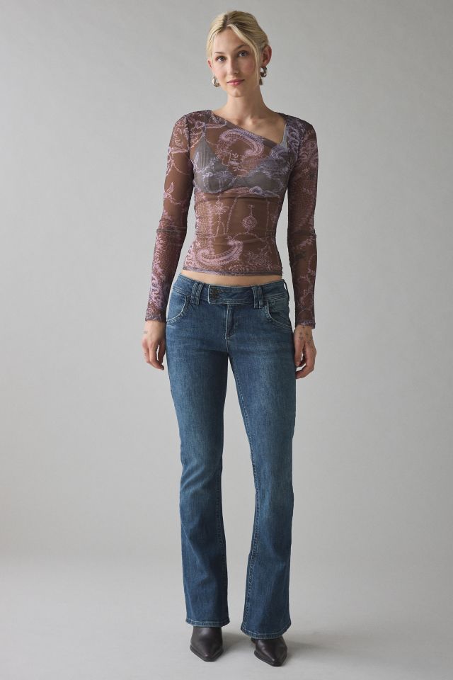 Kimchi Blue Love Club Asymmetric Sheer Mesh Long Sleeve Top #3