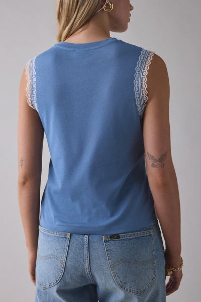 Sportif Graphic Lace Trim Patchwork Tank Top