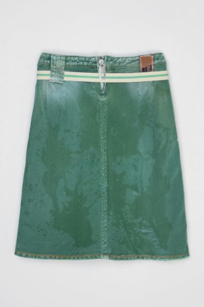 Vintage Y2k Acid Washed Green Denim Skirt