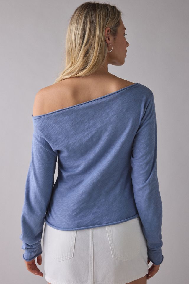 Beverly Hills Graphic Long Sleeve Off-The-Shoulder Tee #1