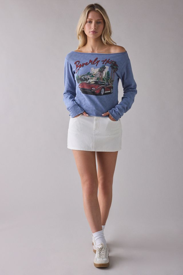 Beverly Hills Graphic Long Sleeve Off-The-Shoulder Tee #2