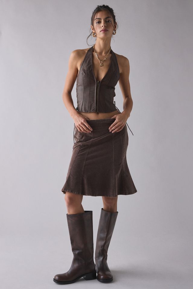 UO Maddison Side-Tie Faux Leather Plunging Halter Top #2