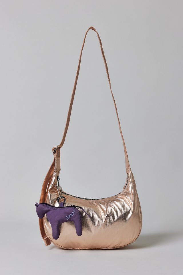BAGGU UO Exclusive Rose Gold Metallic Medium Nylon Crescent Bag #1