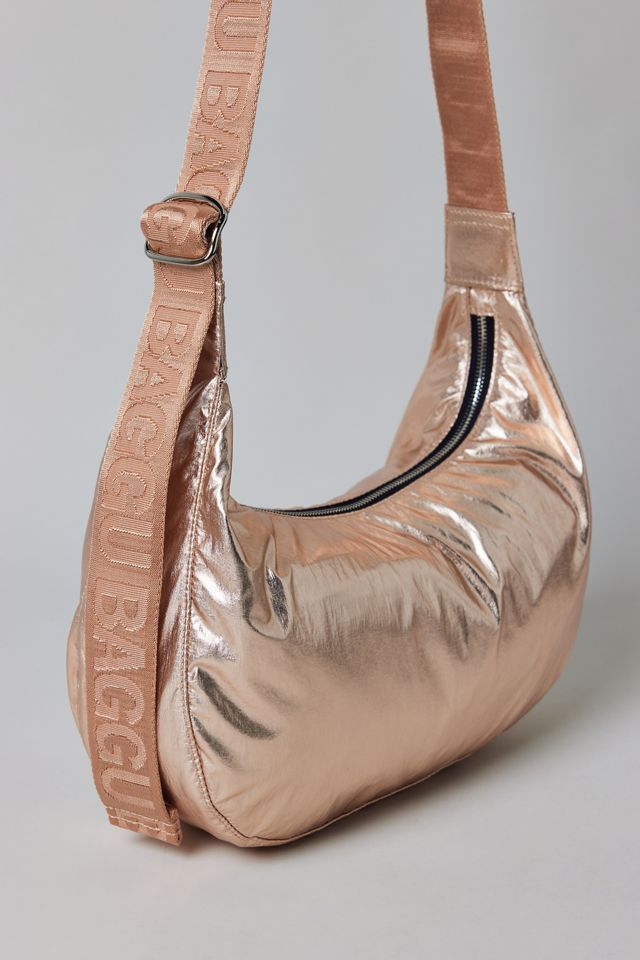 BAGGU UO Exclusive Rose Gold Metallic Medium Nylon Crescent Bag #2