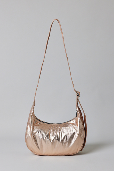 BAGGU UO Exclusive Rose Gold Metallic Medium Nylon Crescent Bag