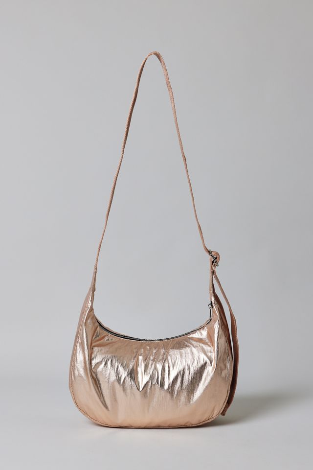 BAGGU UO Exclusive Rose Gold Metallic Medium Nylon Crescent Bag #4