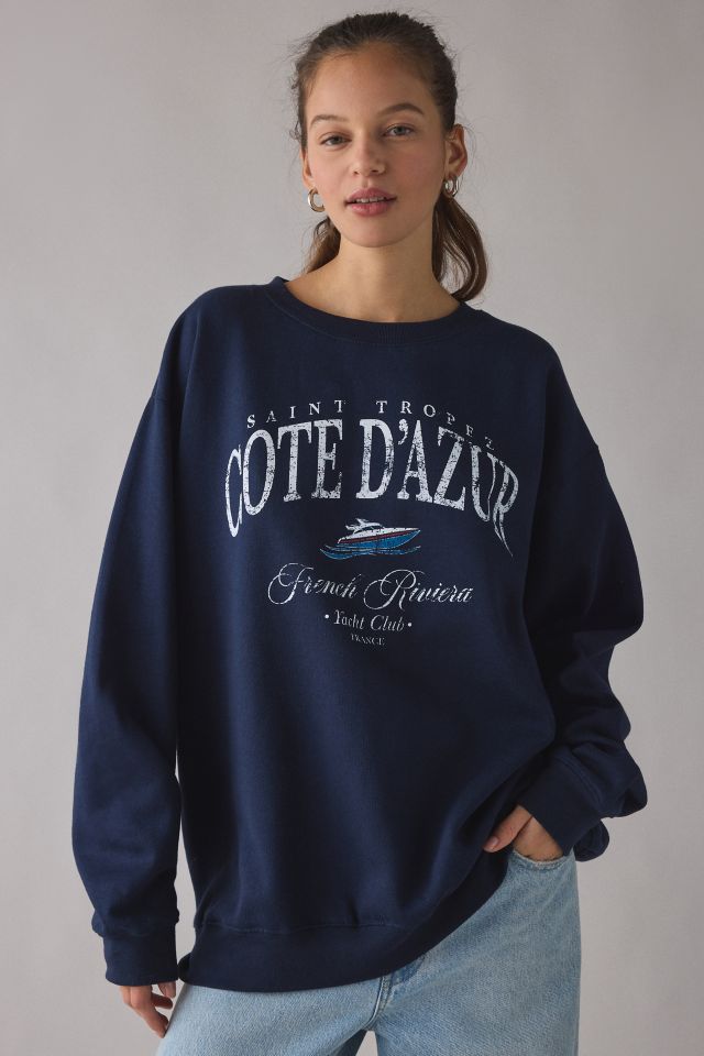 Cote D’Azur Yacht Club Graphic Oversized Crew Neck Pullover #1