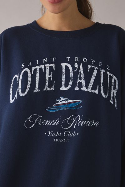 Cote D’Azur Yacht Club Graphic Oversized Crew Neck Pullover