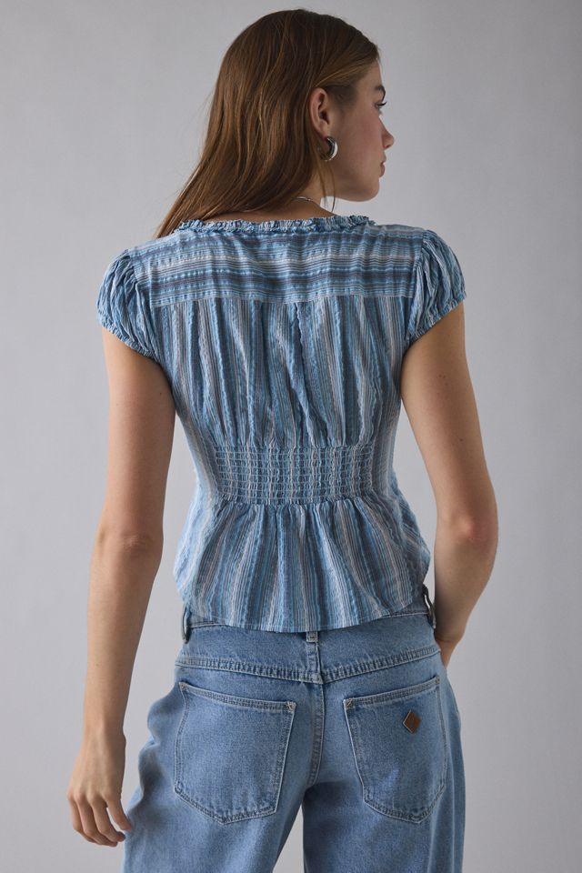 lumignon Ribbon bust fluffy tops ライトブルー BuddyLove | Fancy Strapless Feather Crop Top | Azure Blue