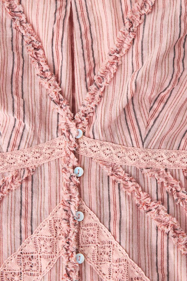 Blouse boutonnée à manches bouffantes avec volants et garniture en dentelle Kimchi Blue Robyn #4