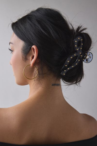 Urban Outfitters Dome Metal Studded Bow Claw Clip In Black, Women's At  In Black
