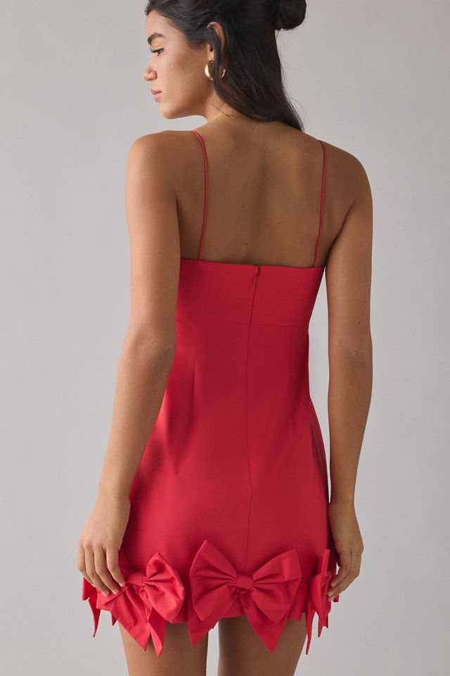 LoveShackFancy Kennedi Red Bow Detail Mini Dress #3
