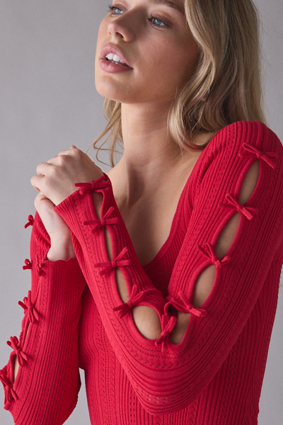 LoveShackFancy Seychelle Ribbed Pointelle Knit Mini Dress