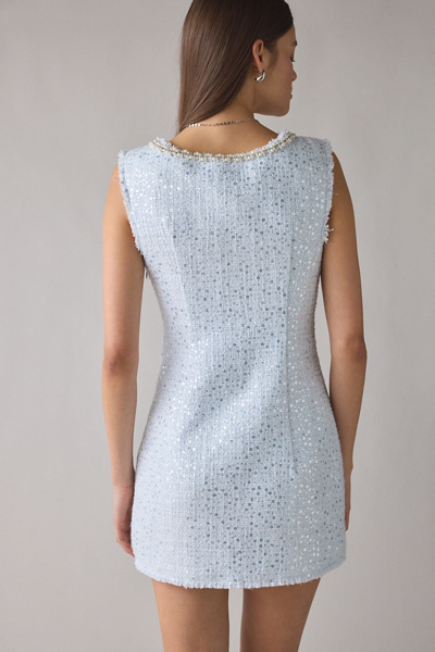 LoveShackFancy Adelaine Sequin Tweed Mini Dress