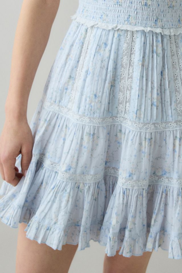 LoveShackFancy Presline Flutter Sleeve Lace Trim Mini Dress | Urban  Outfitters