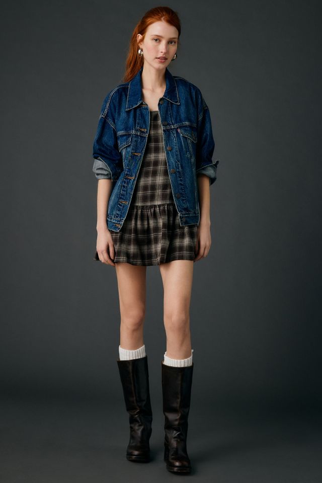 Motel Miyori Square Neck Tie-Strap Plaid Mini Dress #2