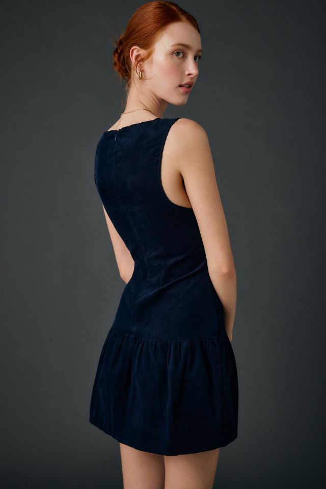 Motel Sarabi Plunging Drop Waist Corduroy Mini Dress #1