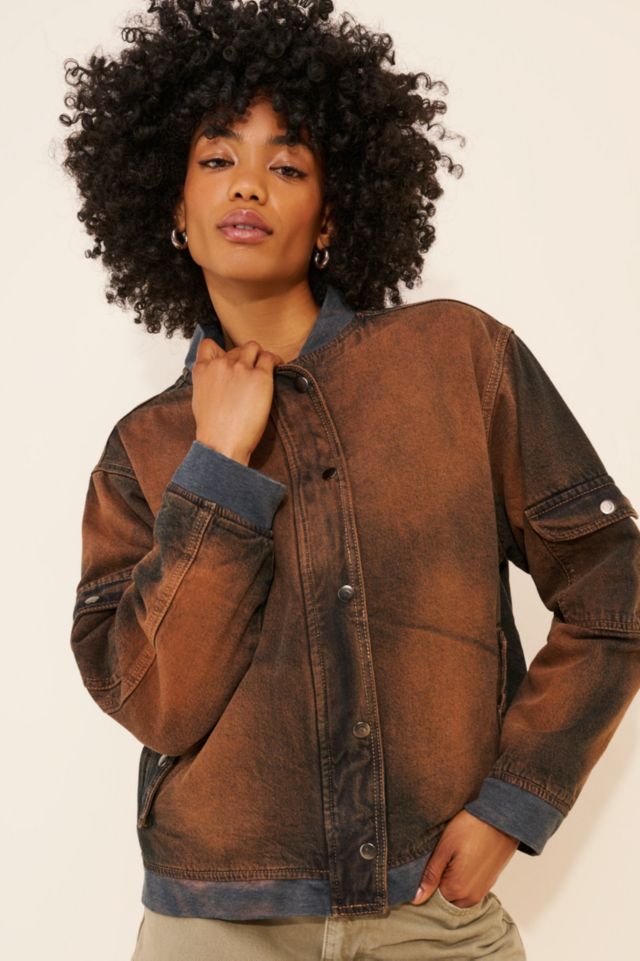 Daisy Street Acid Wash Denim Bomber #2