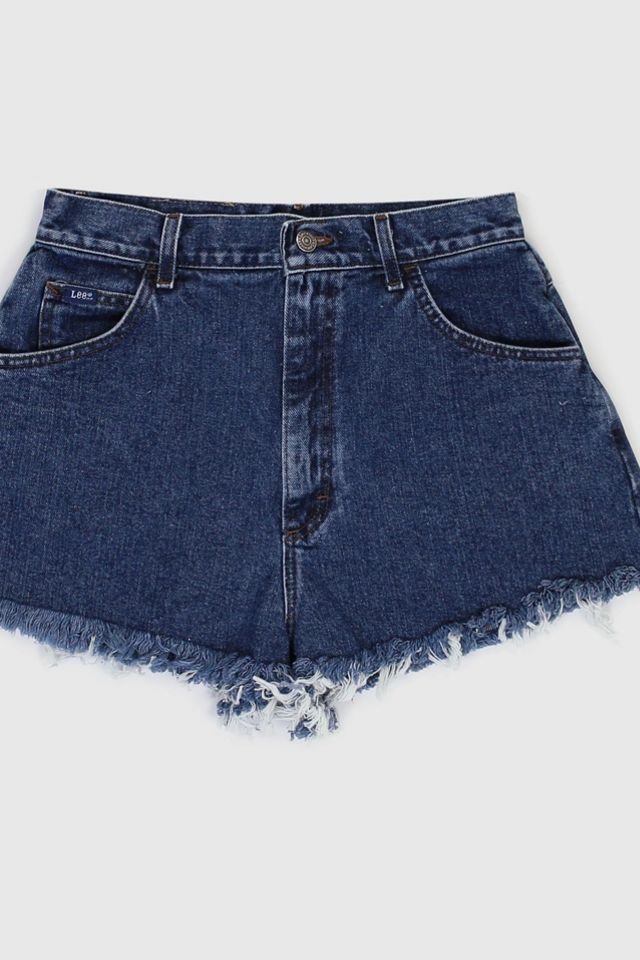 Vintage 90s Lee Dark Wash Distressed Shorts 02 #3
