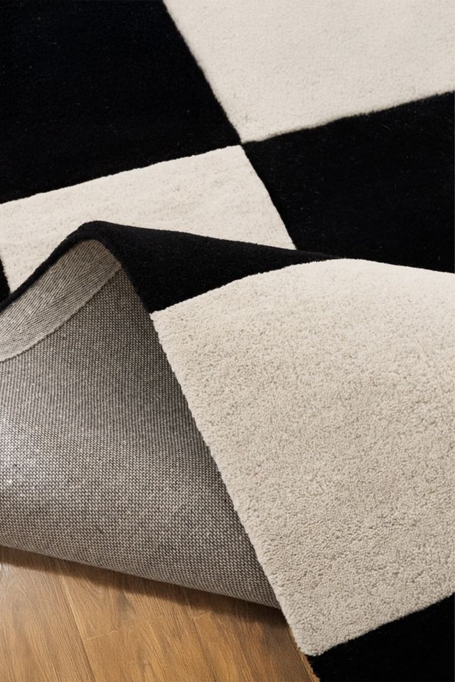 Jubi B&W Large Checkered Hand Tufted Wool Rug #2