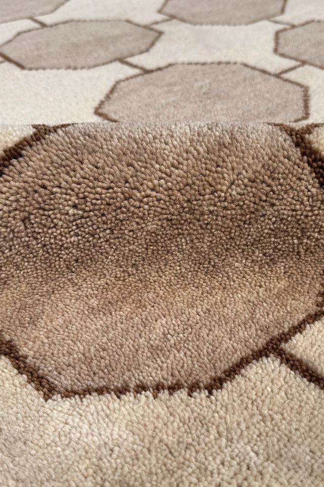 Jubi Brown Octagon Hand-Knotted Geometric Wool Rug #1