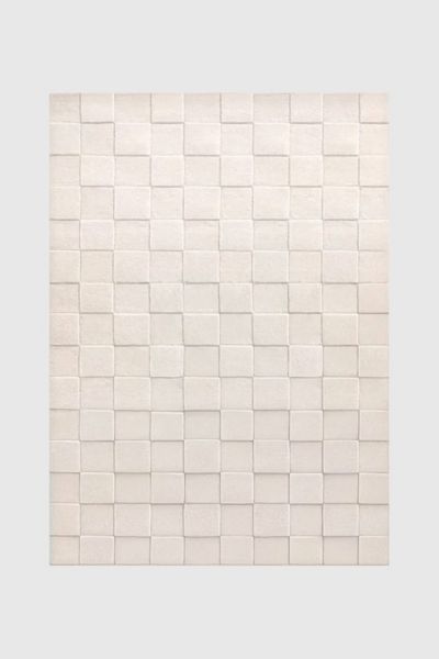 Jubi Soft Cream Checkered Hand Tufted Wool Rug