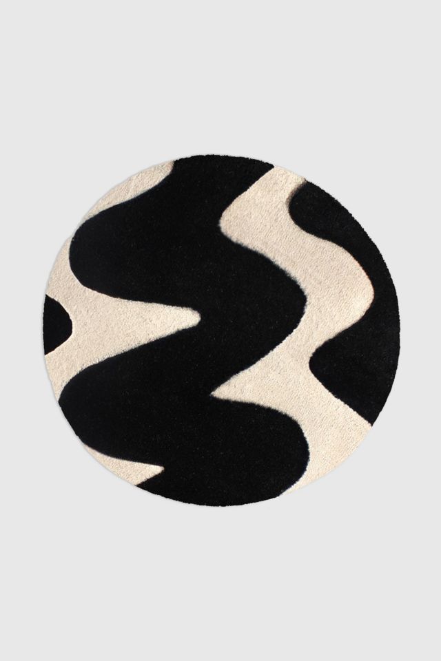 Jubi Zig Zag Round Hand Tufted Wool Rug #1