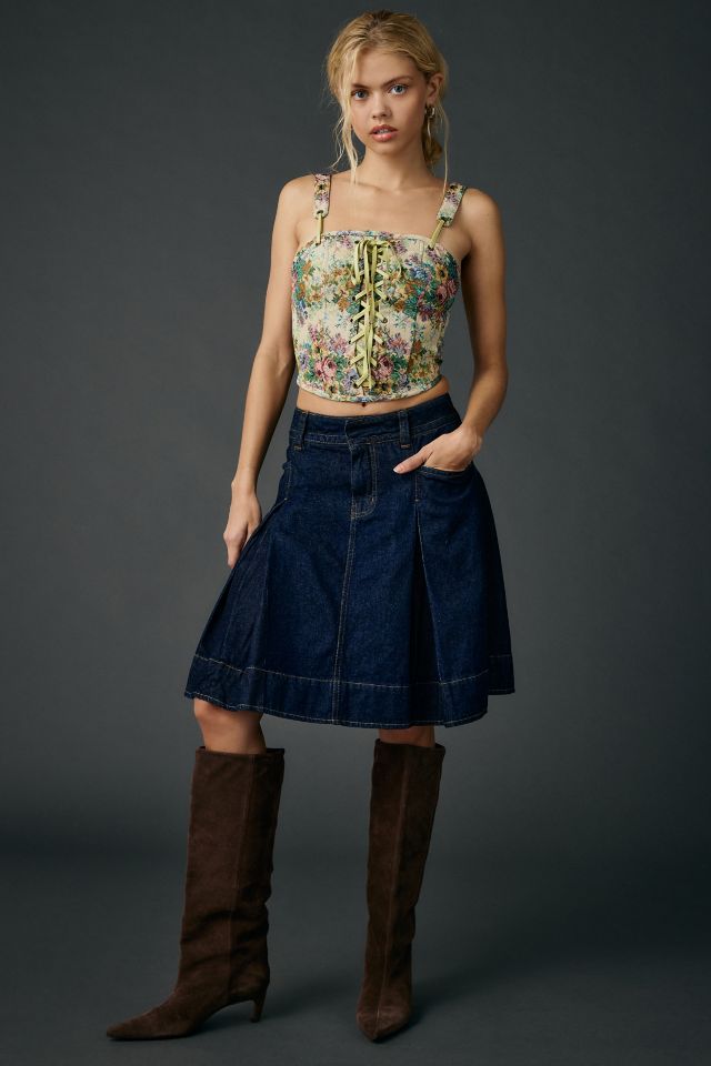 Haut corset à lacets en brocart floral Lena de Kimchi Blue #1