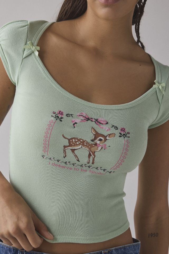 Kimchi Blue Ramona Coquette Graphic Puff Sleeve Baby Tee #3