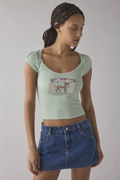 Kimchi Blue Ramona Coquette Graphic Puff Sleeve Baby Tee